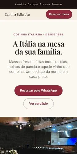 Site de restaurante aberto no celular