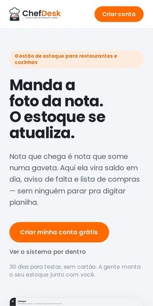 ChefDesk aberto no celular