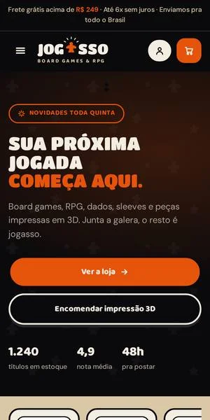 Loja Jogasso aberta no celular